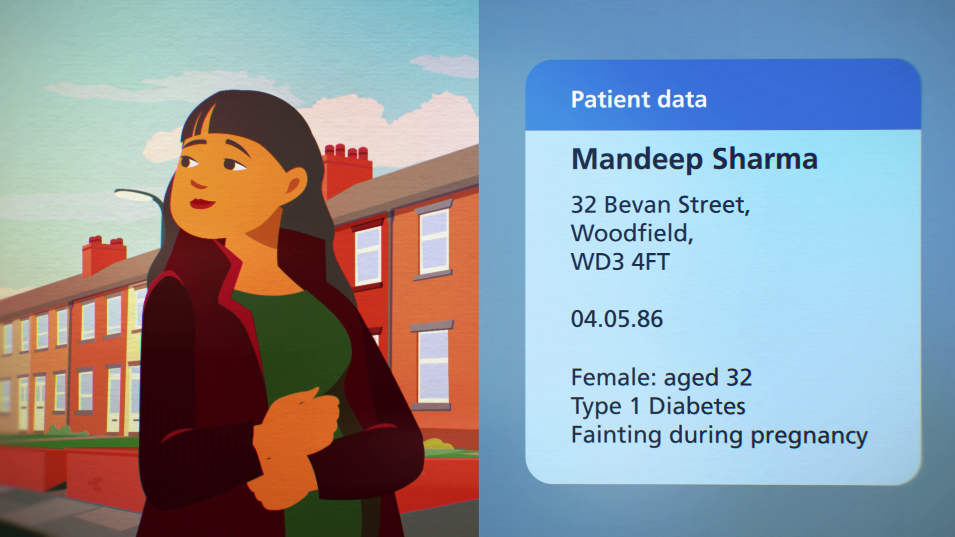 An image of a woman with her identifiable patient data